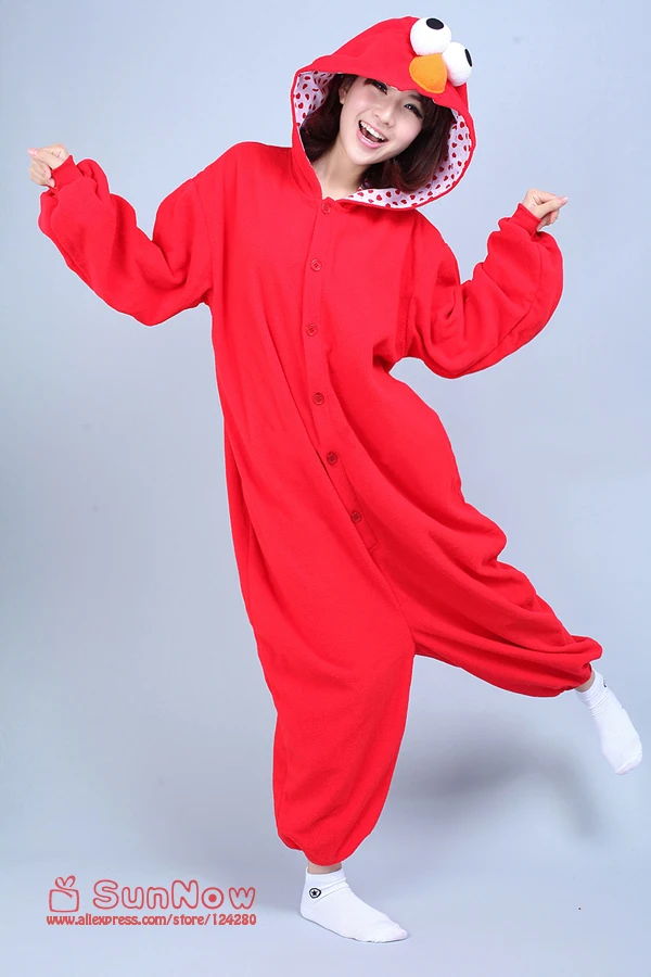 Взрослые Женщины Мужчины Улица Сезам Красный Elmo комбинезон костюм животные