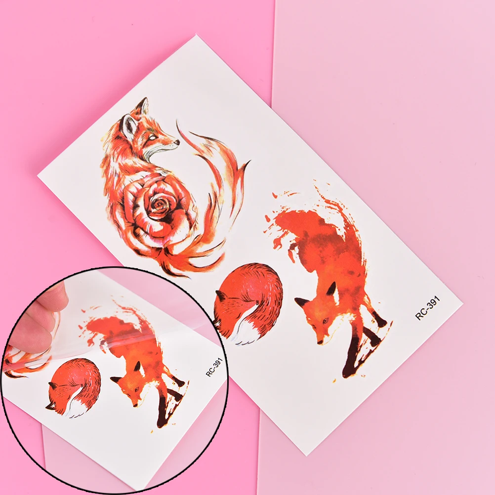 Мода 1 лист лиса временная татуировка наклейка для женщин мужской боди арт