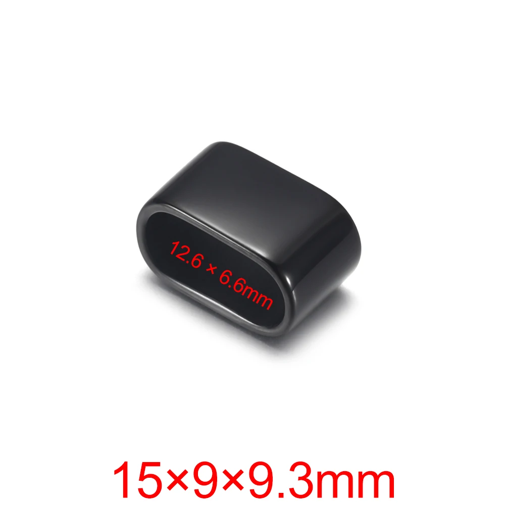 Hole 12.6x6.6mm 5 шт., черные бусины с покрытием, зеркальная полировка, нержавеющая сталь, большое отверстие, ползунок для браслета, сделай сам, аксессуары для изготовления ювелирных изделий - Цвет: Hole 12.6x6.6mm