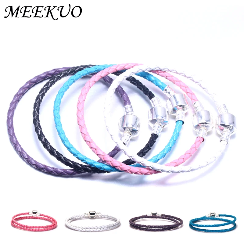 Многоцветные браслеты с двойной оплеткой и цепочкой совместимые DIY бусины