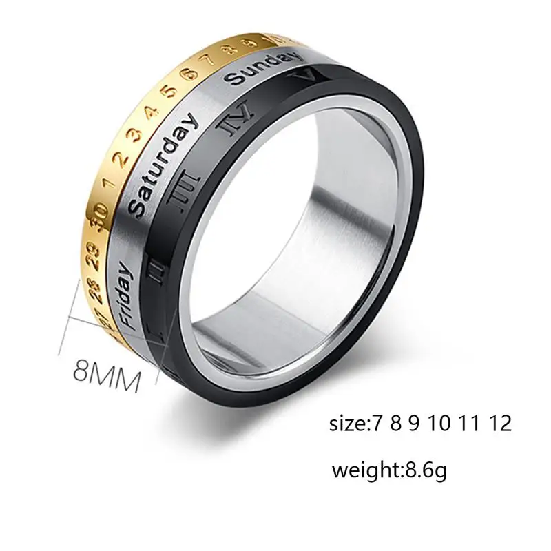 OBSEDE вращающееся кольцо с римскими цифрами 3 части мужское ювелирное изделие из