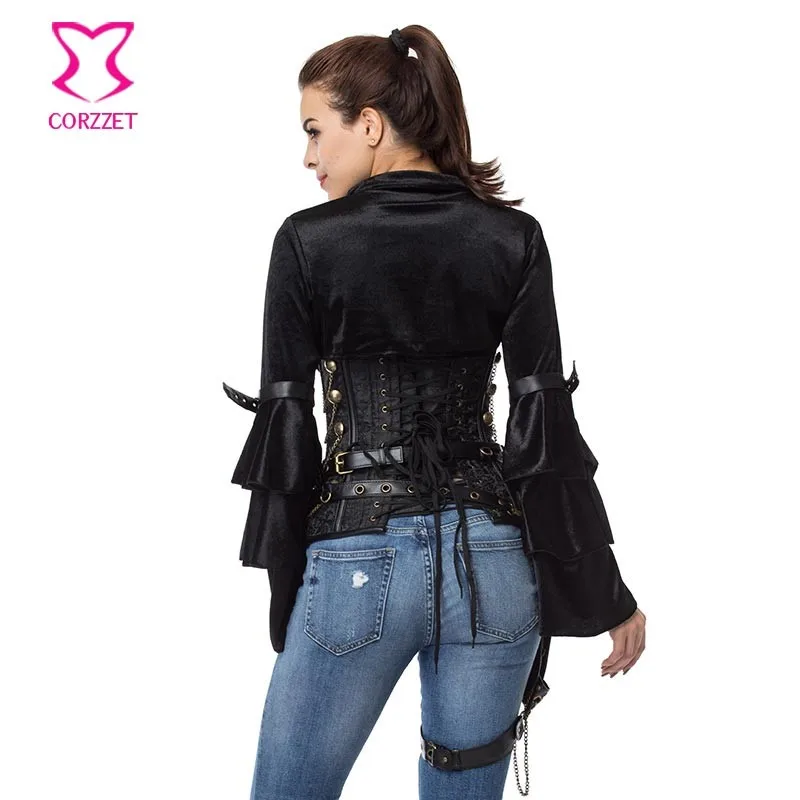 Женская фланелевая куртка с длинным рукавом в готическом стиле|corset for women|black corset