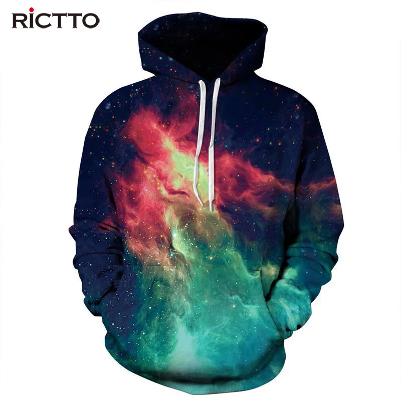 Rictto осень зима тонкий стильный Для мужчин/Для женщин 3D Кофты с шляпой печати