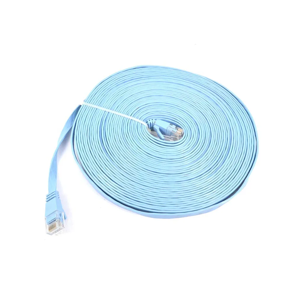 2017 высокое качество Небесно Голубой 15 м CAT6 плоский UTP Ethernet сетевой кабель RJ45 патч