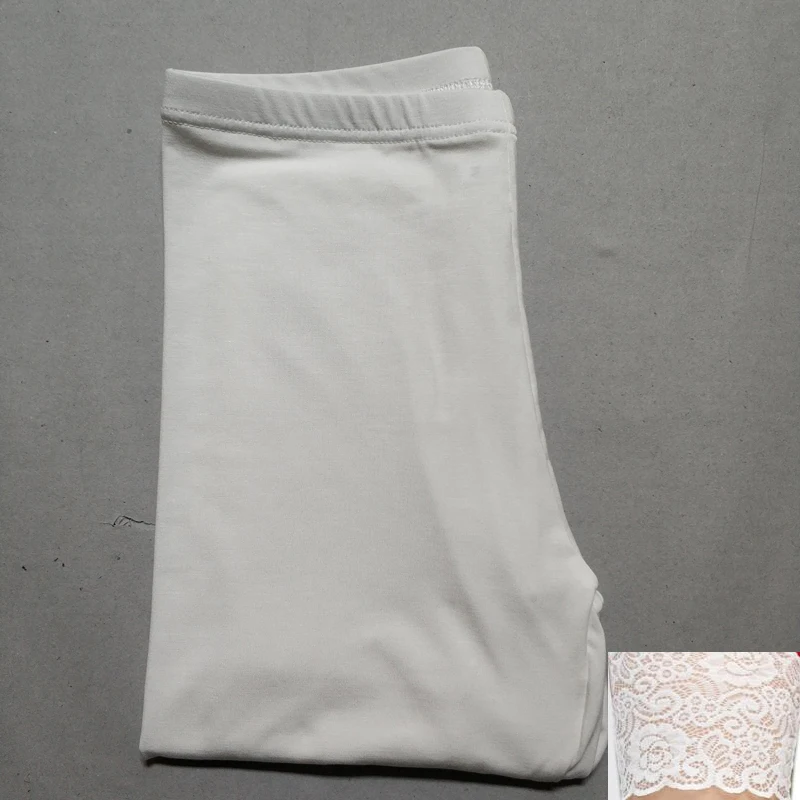 Однотонные короткие леггинсы S-7XL Хлопковые женские новые короткие женские страховые штаны 6XL 5XL 4XL 3XL 2XL XL L - Цвет: white lace shorts