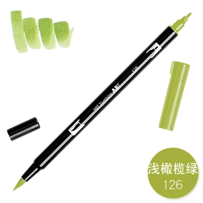 126 1 шт., TOMBOW, AB-T, Япония, 96 цветов, художественная кисть, ручка с двумя головками, маркер, профессиональный водный маркер, ручка для рисования, Kawaii, канцелярские принадлежности - Цвет: 126