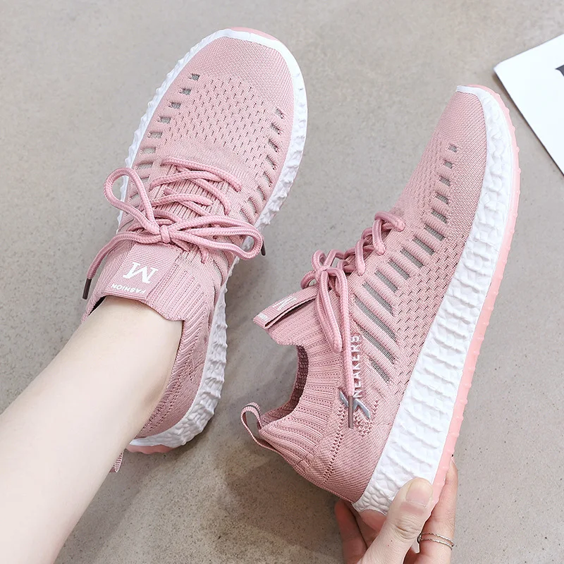Fly Weaving Women Sneakers Shoes Classic 2019 White Breathable Mesh Sporty Walking Shoe Female Tennis Zapatillas Hombre | Обувь