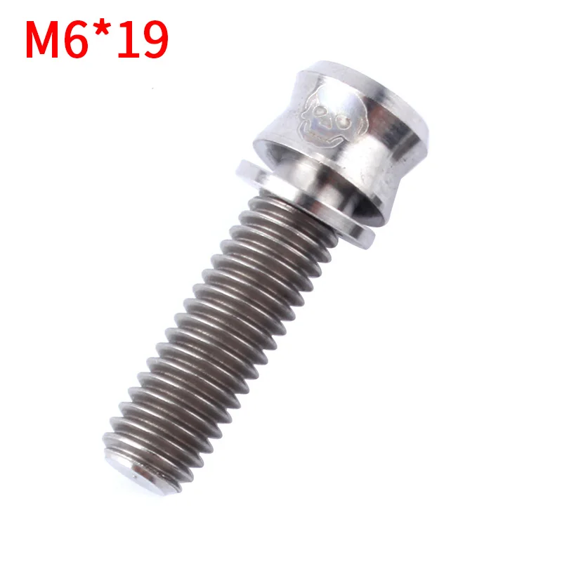 M6-19 Titanium color MUQZI горный шоссейный велосипед M6* 17/19 титановый сплав фиксированная Шестерня дисковый тормоз руль вынос тормозные болты суппорта шурупы с шайбой - Цвет: M6-19 Titanium color