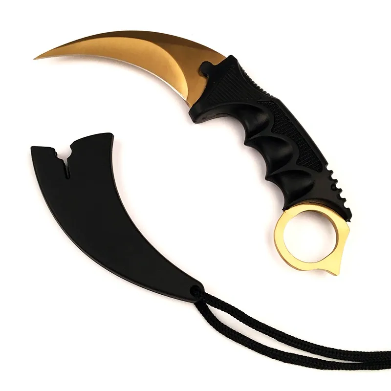 Нож Karambit CS GO с фиксированным лезвием, никогда не выцветает, контр страйк, бои, коготь, ножи для выживания, кемпинга, EDC, косплей, инструменты
