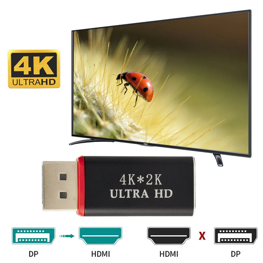 Адаптер KEBIDU Папа мама адаптер 4K Ultra HD порт дисплея совместимый с HDMI переходник DP в