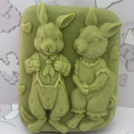 

Handmade Soap Silicone Mold Animal Candle Molds Polymer Clay Craft husband rabbit and wife rabbit