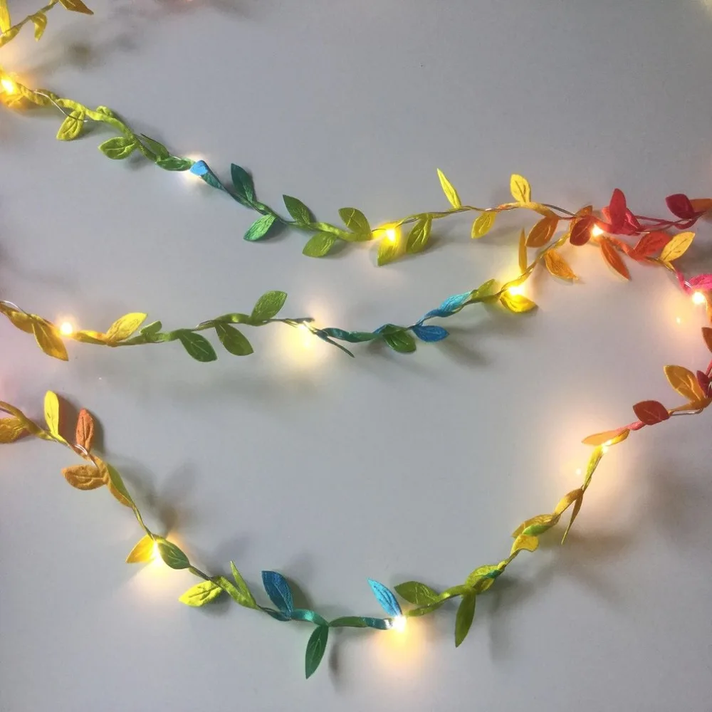 Красочный лист Стиль 2 м 20LED Батарея Мощность гибкие Фея свет шнура Новогоднее