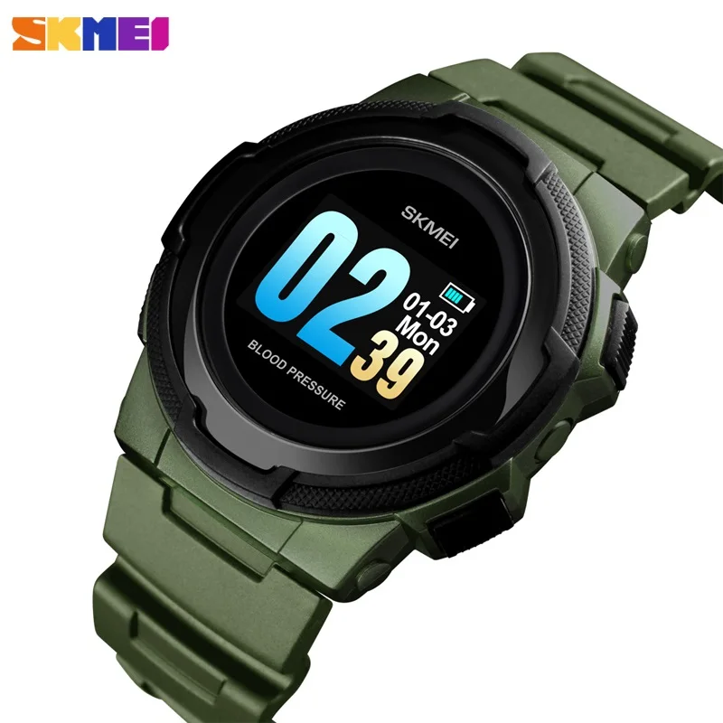 Green SKMEI, мужские Смарт часы, кровяное давление, трекер сна, электронные, мужские наручные часы, Роскошные, калории, секундомер, спортивные часы, браслет для мужчин - Цвет: Green