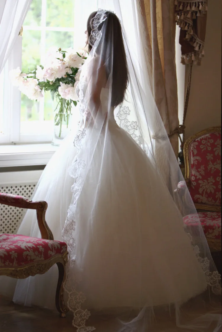 Фата свадебная Женская 5 м длиной цвет слоновой кости|Свадебные вуали| |