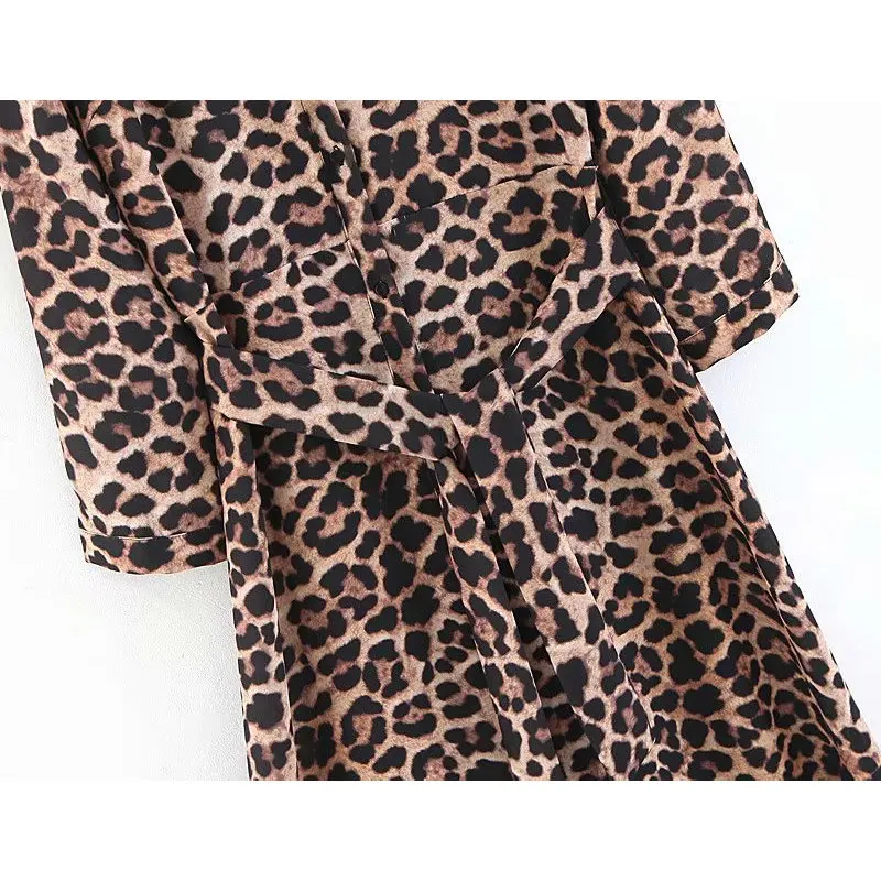 2018 Autumn New Women Leopard Print Maxi Dress Bow Tie Sashes Long Sleeve Retro Ladies Casual Chic Female Dresses Vestidos Женская