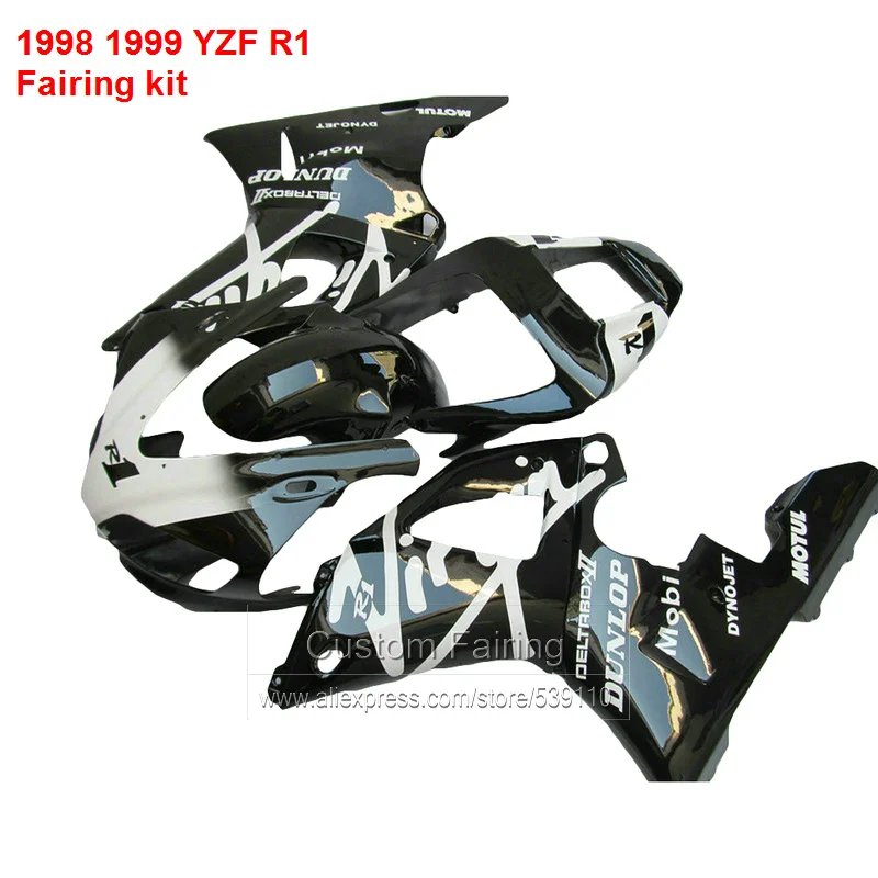 Модный комплект обтекателей для YAMAHA YZF R1 1998 1999 Модель 98 99 (белый/черный) yzfr1
