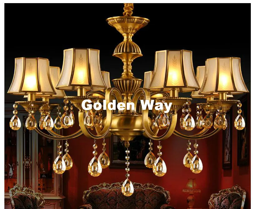 

Modern 8L Design D86cm H60cm Bronze Finish Crystal Chandelier Lamp Bronze E14 LED AC Light Fixture Lustre Suspension Lighting