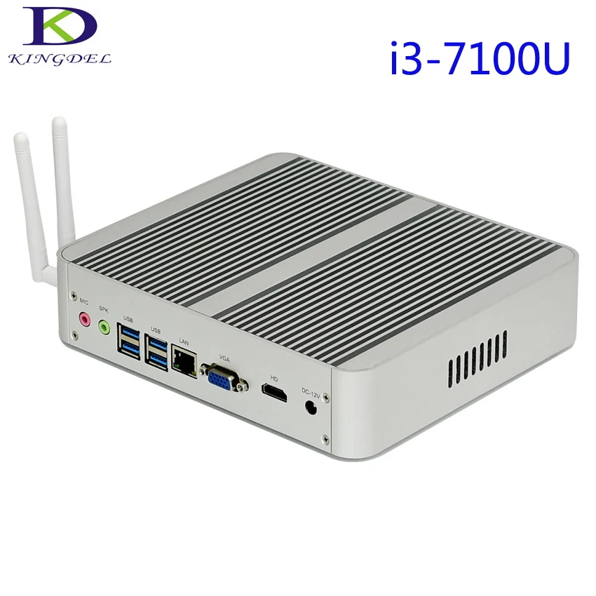 

2017 Newest Intel i3 7100U Dual Core Fanless Mini Desktop PC Nettop Ultra HD 4K 1000M LAN HDMI VGA 4USB3.0,Wifi,Windows 10 Pro