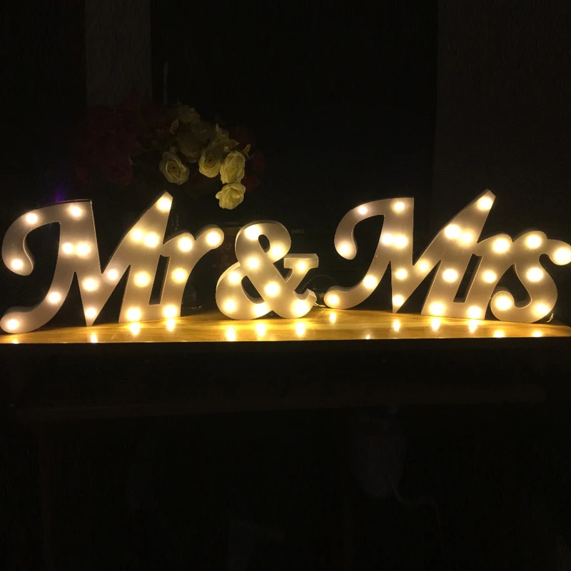 Свадебные светодиодный светильник для письма &quotMR &amp MRS&quot свадьба и ночник