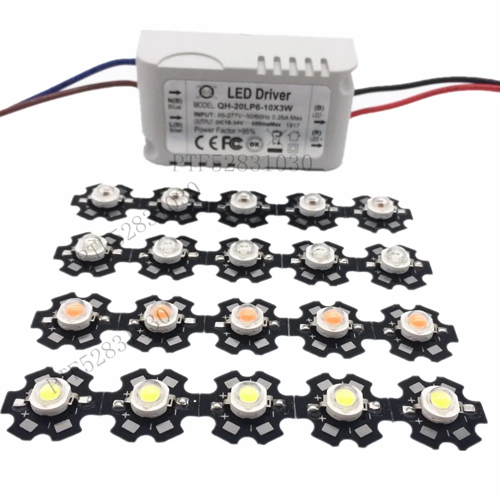 10 шт. светодиоды 3 Вт-нм/красный/зеленый/холодный белый/натуральный белый