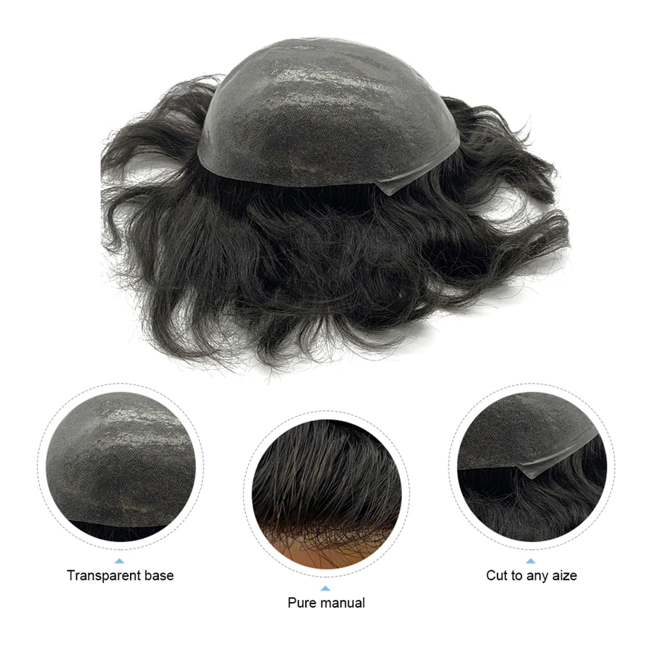 Парик из тонкой кожи натуральные волосы remy