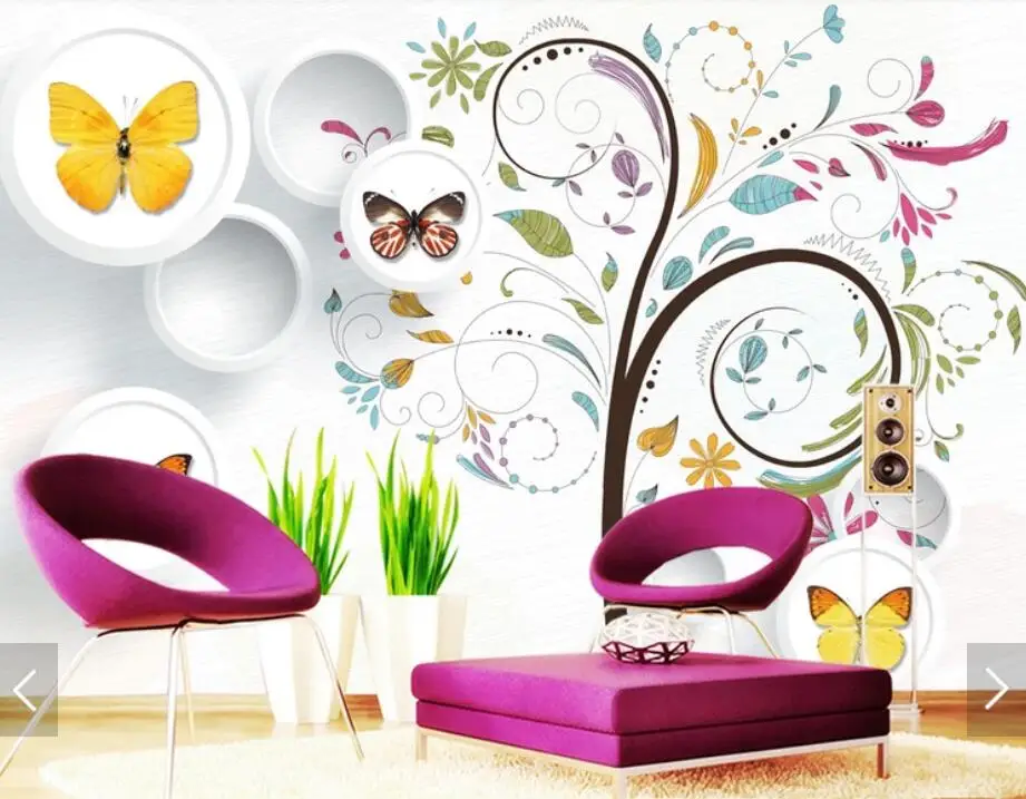 

3D Flower Butterfly Wall Papers for Walls 3 D Mural Wallpaper for Living Room Bedroom Backdrop Plant Wallpapers Contact Paper