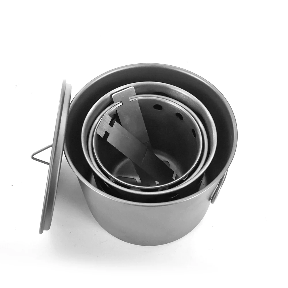 Уличная деревянная плита складная титановая с титановым кастрюлем 1100 мл набор