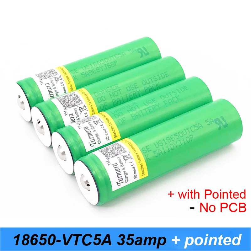 Turmera оригинальный 18650 vtc5a 35 ампер для электронной сигареты rx200 flshlight с заостренными