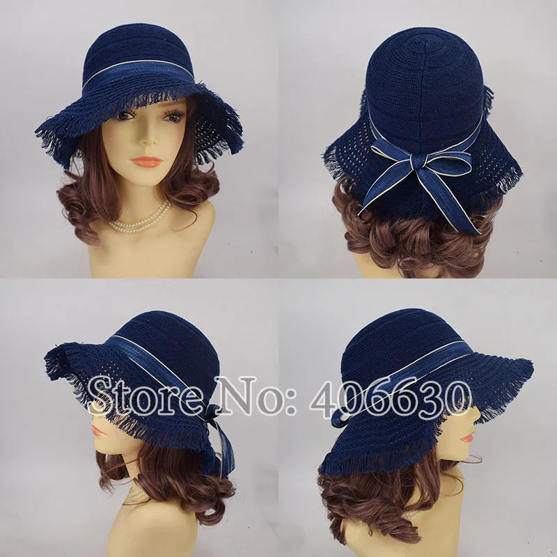 Женский летний складной бант с широкими полями SDDS057 солнечные пляжные шляпы |