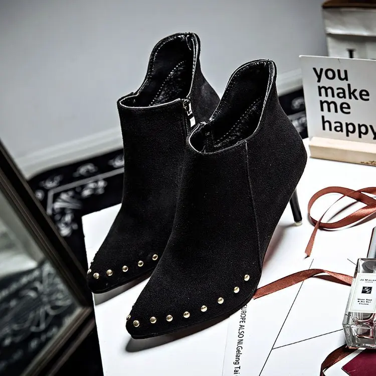 Новинка 2017 года на высоком каблуке Обувь и Сапоги ботинки для девочек с тонкой |