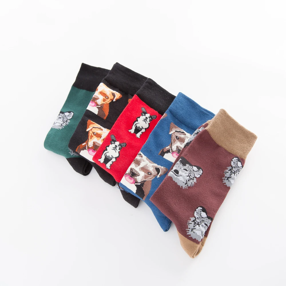 

Jhouson 1 pair Colorful Men's Combed Cotton Funny Skateboard Socks Dog Pattern Novelty Casual Dress Crew Fashion Wedding Socks