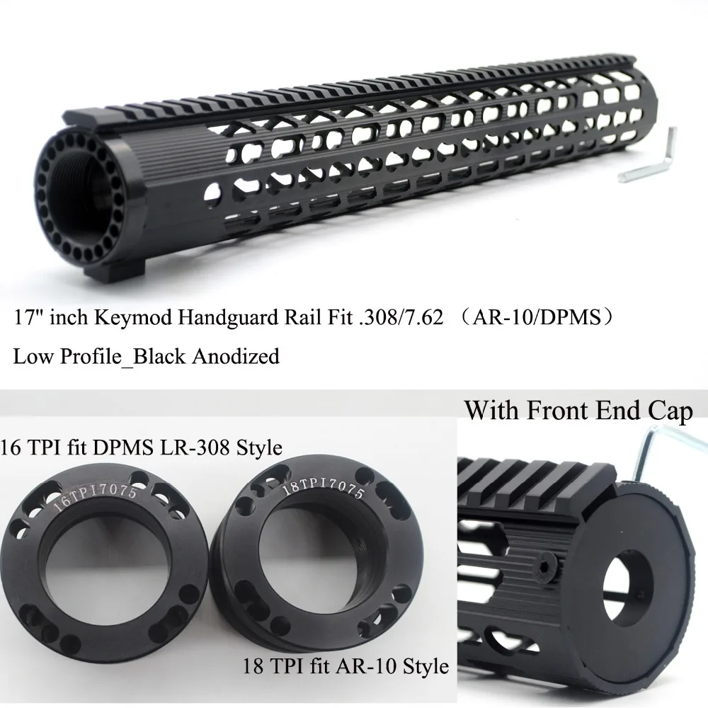 

TirRock 17'' inch .308/7.62 LR-308 Keymod Handguard Rail Free Float Picatinny Mount System Ultralight Aluminum Black Anodized