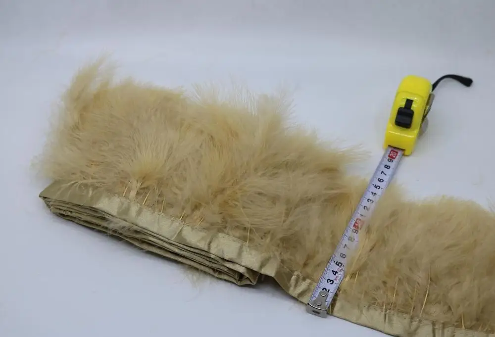light khaki 10 м/лот 5-6 дюймов Черное перо планки платье перо для шитья индейки бахрома с атласными фиббонами костюмы перо крафты - Цвет: light khaki