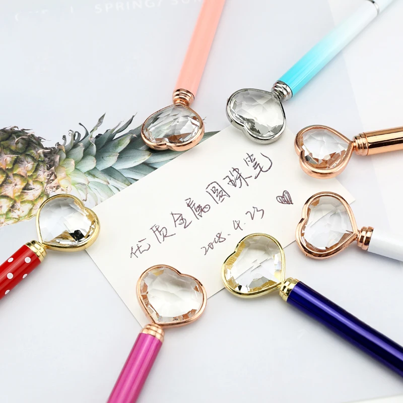 1 шт. Подарочные Металлические стеклянные ручки с кристаллами Kawaii Love Pen