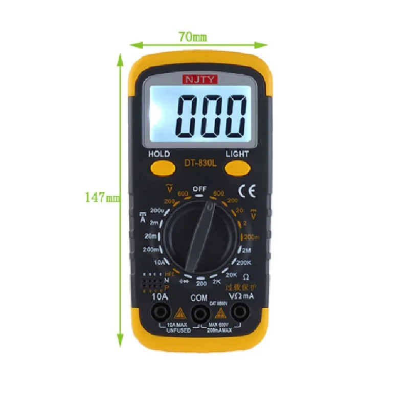 

DT-830L Digital Multimeter Esr Meter Testers Automotive Electrical Dmm Transistor Peak Tester Meter Capacitance Meter