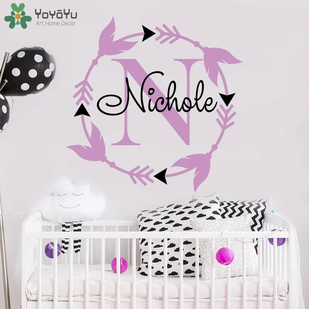 

Personalized Name Wall Decal For Kids Rooms Girls Custom Name Vinyl Sticker Monogram Modern Design Bohe Wall Decor DIY Art SY298