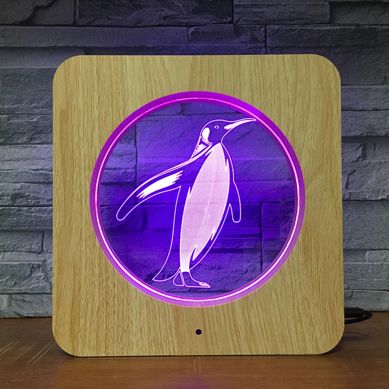 Милый светодиодный ночник в виде пингвина с зернистой поверхностью настольная