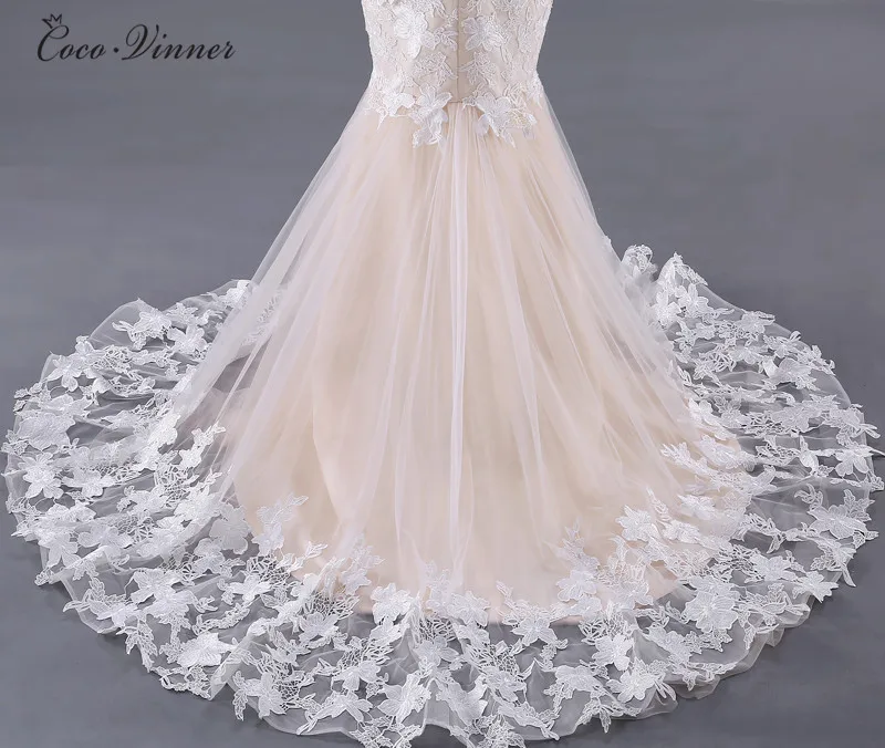 Качественное платье Vestido De Noiva с открытой спиной и цветочной аппликацией пикантное свадебное платье цвета шампанского Свадебные платья русалки W0045