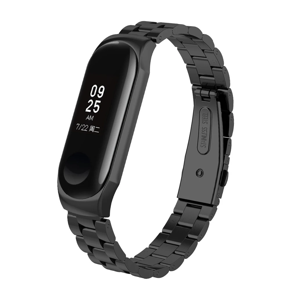 Металлический ремешок для Xiaomi Mi band 4 браслет без винтов Band Xiomi стальной черный