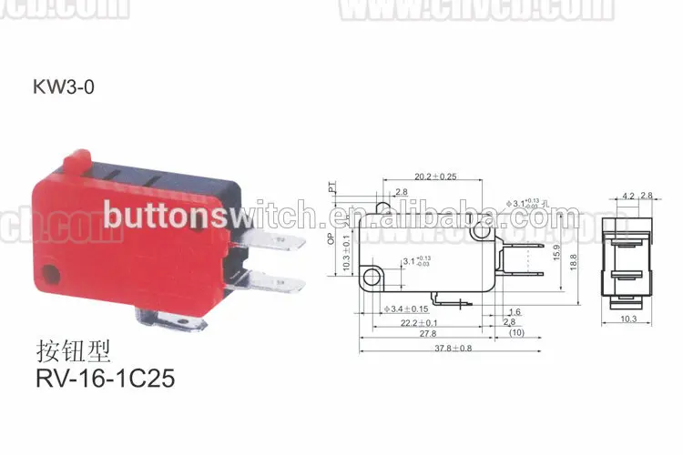 Электронный Кнопочный микропереключатель YT KW3-0 миниатюрный штыревой - купить по