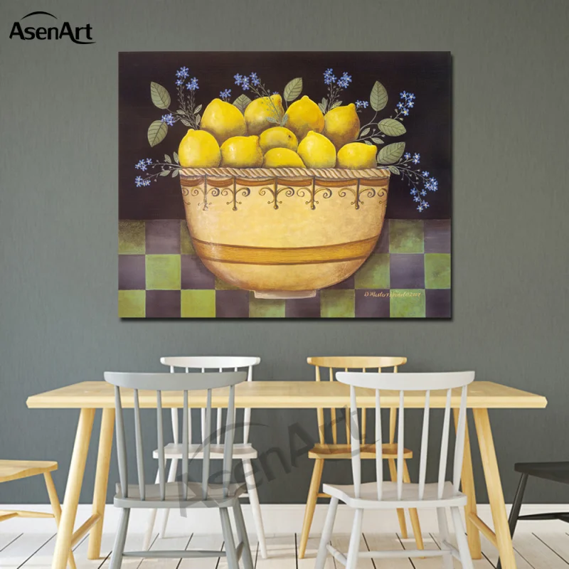 Настенные художественные картины с цветочным принтом и фруктами современные для