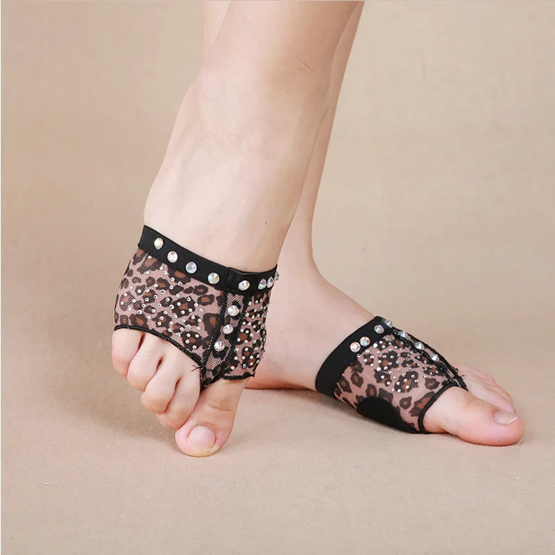 Foot Pads for dance Thongs Dance Paws Belly Footwear leopard pattern rhinestone S M L XL one pair SF367 | Тематическая одежда и