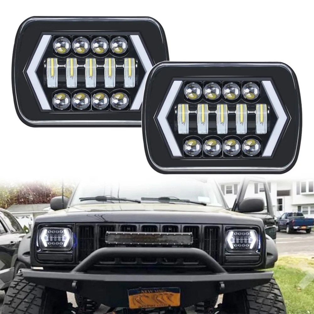 Авто 90 Вт 5x7 7x6 дюймов H4 светодиодный квадратный фары для Jeep Wrangler YJ Cherokee XJ Comanche MJ
