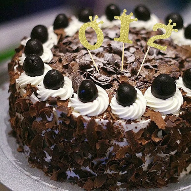 1 шт 5 см * 7 Блестящий Золотой торт Toppers Для детей день рождения сувениры детский