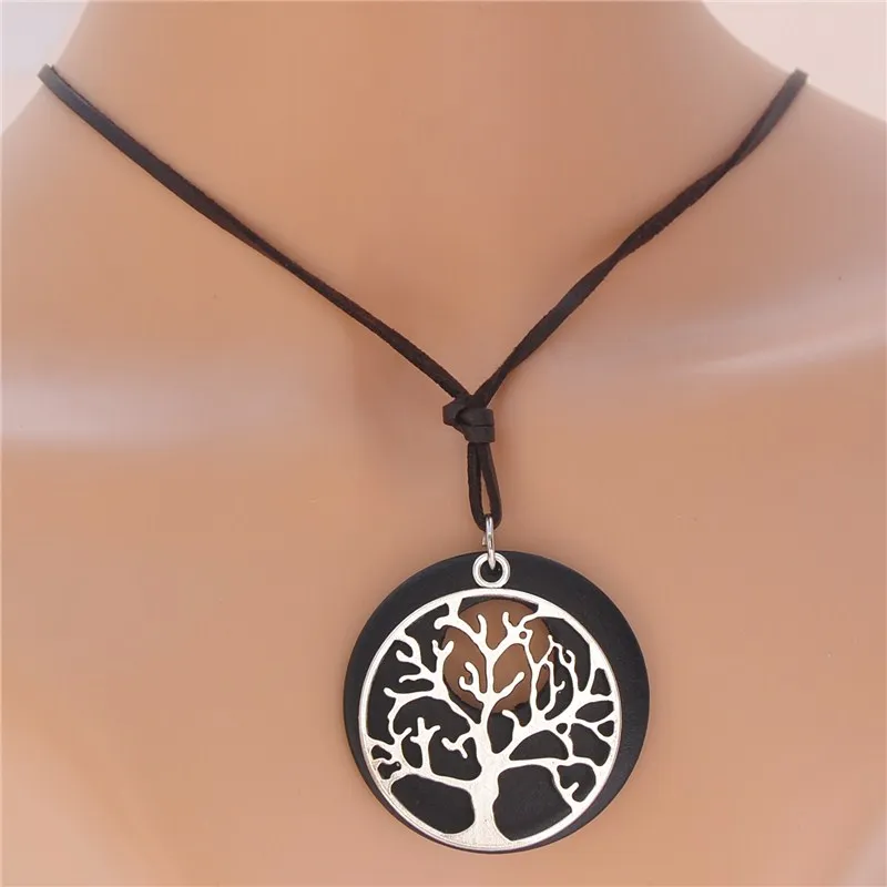 1 шт. сплав Дерево черная деревянная подвеска для ожерелья натуральное дерево