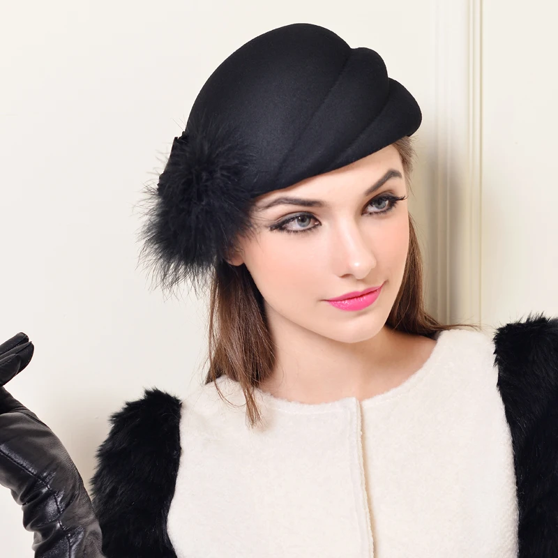 Шляпа фетровая женская в корейском стиле милый модный шерстяной головной убор