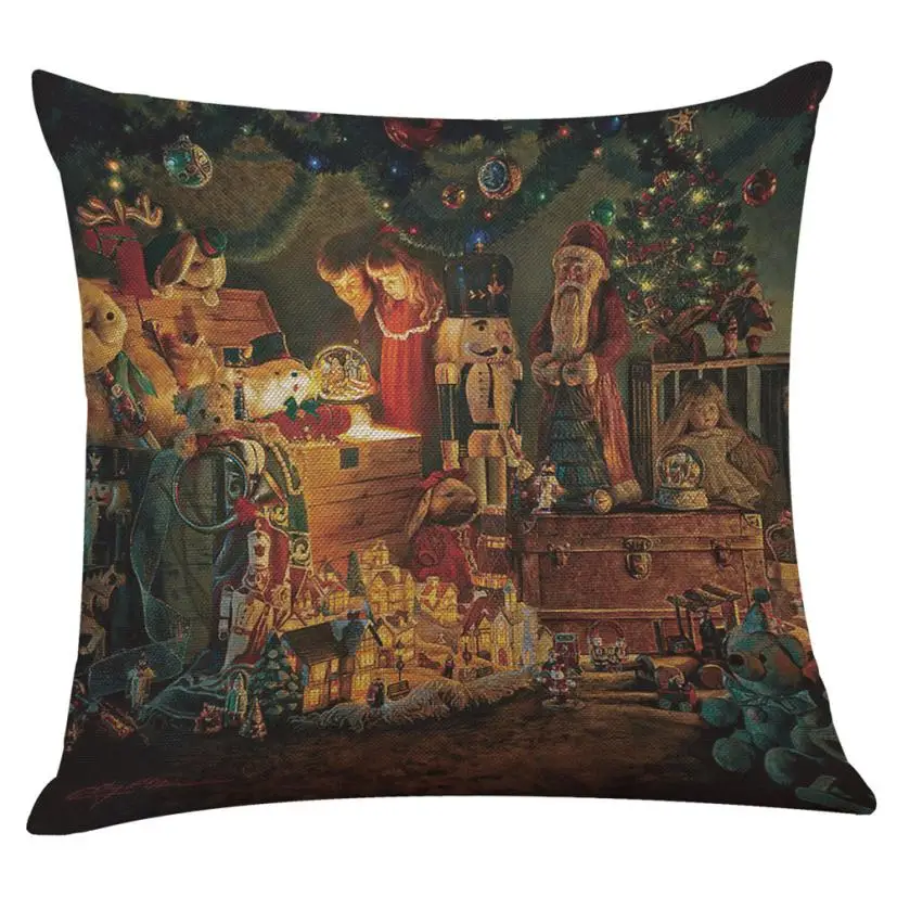 Let It Snow Xmas Style Cushion Cover Merry Christmas! Santa Claus Socks Balloon Home Decorative Pillows Cover Nordic 806