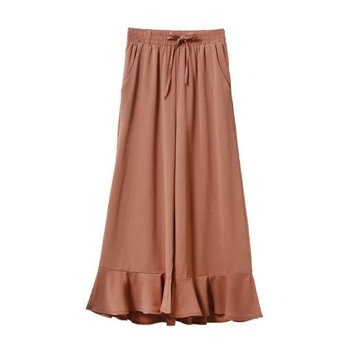 Лето 2018 Широкие штаны Для женщин корейский эластичный пояс оборками