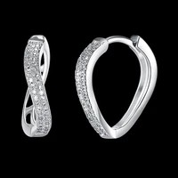 trendy jewelry silver color zircon earrings white cubic zirconia earrings ear clip earrings for women ae2160
