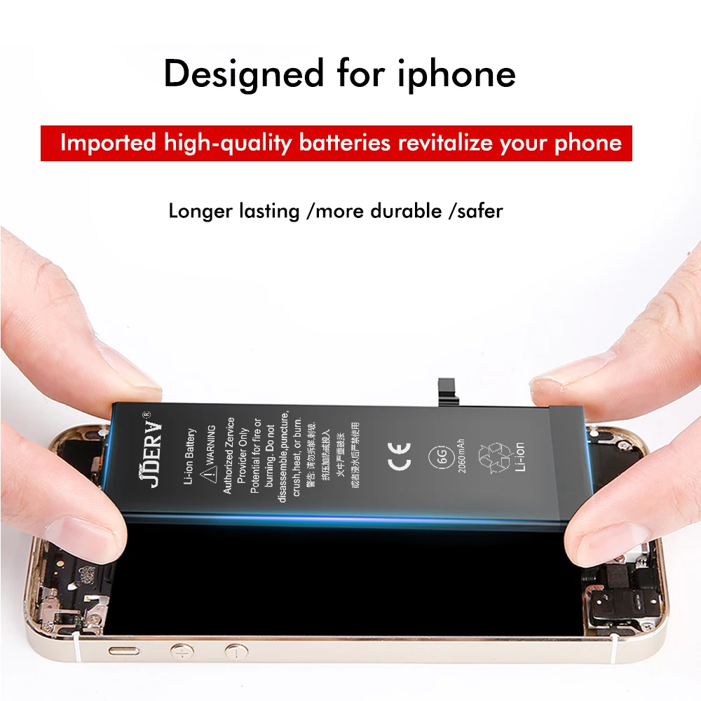 Оригинальный JDERV аккумулятор мобильного телефона для Apple iPhone 6 6G реальная емкость